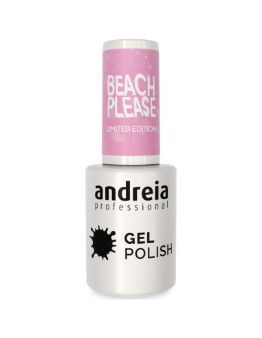Verniz Gel Andreia Professional Beach! Please! BP6 Roxo-Rosado Claro Com Glitter Subtil