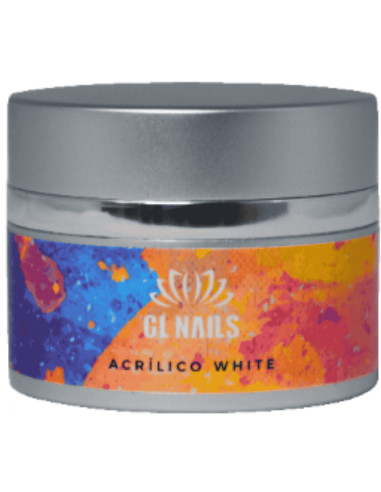 White GL Nails 40g – Pó Acrílico Branco para Construção de Unhas