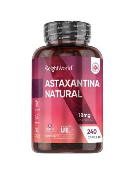 WeightWorld Astaxantina 18 mg – 240 Cápsulas Veganas Sem Glúten para Sistema Imunológico