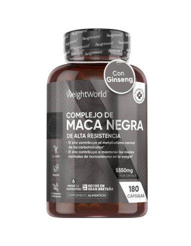 WeightWorld Complexo de Maca Preta 5550 mg – 180 Cápsulas para Energia e Vitalidade