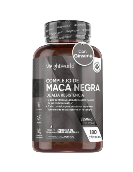 WeightWorld Complexo de Maca Preta 5550 mg – 180 Cápsulas para Energia e Vitalidade