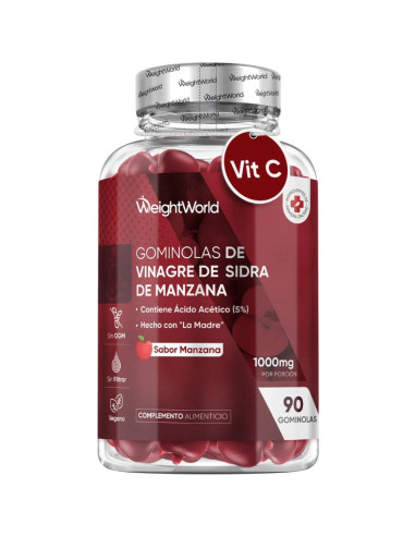 WeightWorld Gomas de Vinagre de Maçã 1000 mg – 90 Gomas  Suplemento Detox