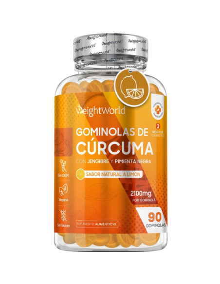 WeightWorld Gomas de Cúrcuma 2100 mg – 90 Veganas para Bem-Estar