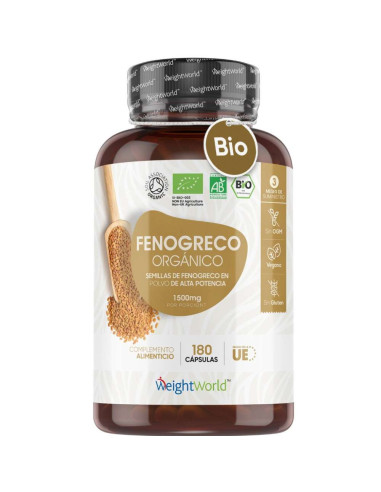 WeightWorld Feno-Grego Orgânico 1500 mg – 180 Cápsulas Veganas para Digestão e Açúcar no Sangue