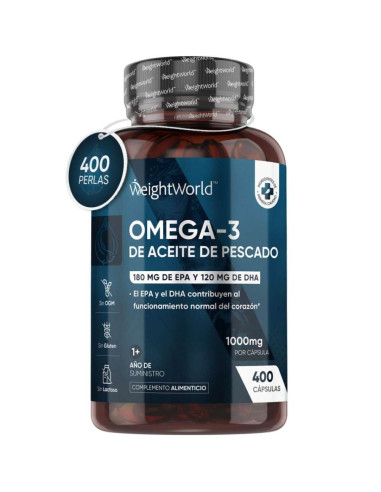 WeightWorld Óleo de Peixe Ômega 3 1000 mg – 400 Cápsulas para Coração, Cérebro e Visão