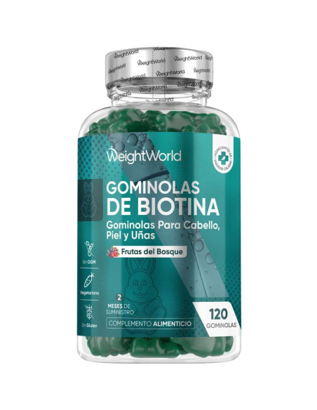 WeightWorld Gomas de Biotina 5000 mcg – 120 Gomas para Cabelo, Pele e Unhas