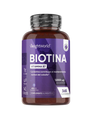 WeightWorld Biotina 12.000 mcg – Fortalece Cabelo, Pele e Unhas