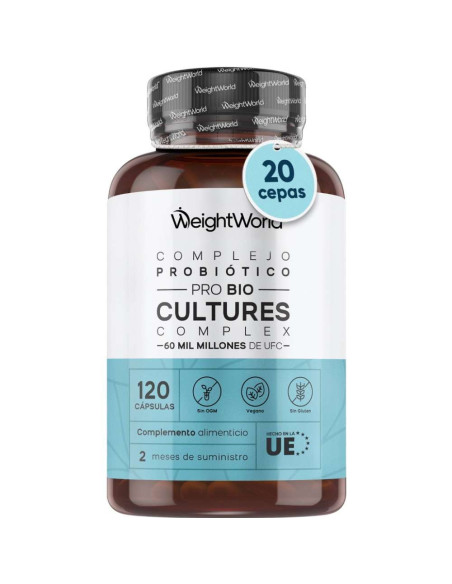 WeightWorld Probióticos Digestivos 60B UFC – 20 Cepas Bacterianas