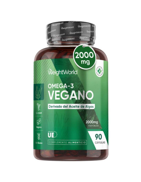 WeightWorld Ômega 3 Vegano 2000 mg – 90 Cápsulas para Coração, Cérebro e Visão