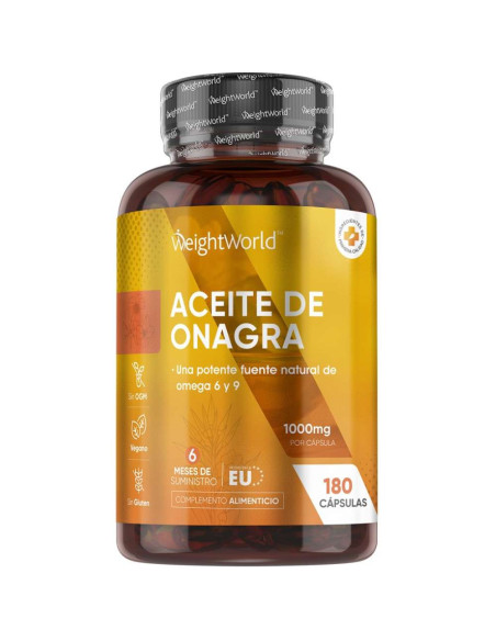 WeightWorld Óleo de Prímula 1000 mg – 180 Cápsulas para Pele e Hormônios