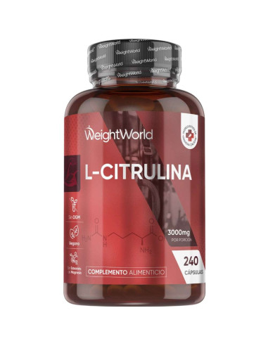WeightWorld L-Citrulina 3000 mg – 240 Cápsulas para Energia e Performance