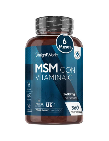 WeightWorld MSM com Vitamina C 2400mg 360 Comprimidos – Suporte Articular e Desportivo