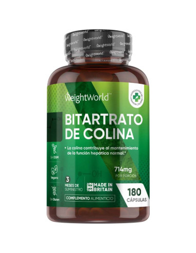 WeightWorld Bitartarato de Colina 714 mg 180 cápsulas – Saúde do Fígado