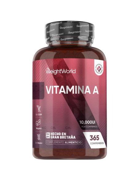 WeightWorld Vitamina A 10.000 UI – 365 comprimidos para Pele e Visão