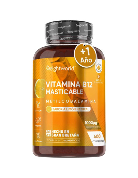 WeightWorld Vitamina B12 Metilcobalamina 1000 mcg Mastigável - Energia e Sistema Imunológico
