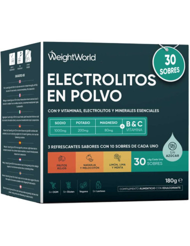 WeightWorld Pó de Eletrólitos 30 Saquetas x 6 g - Hidratação e Energia