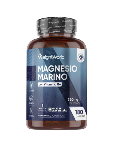 WeightWorld Magnésio Marinho 360mg 180 Cápsulas – Suporte Diário Essencial