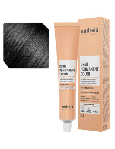 Andreia Coloração Demi Permanent Color 1.0 Preto Natural 100ml