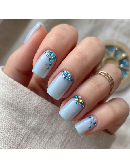 Carrossel Art Nail Tachas Azul Pequenas