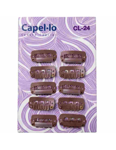 Capel-lo Clips para Extensões 2.4cm Castanho – 10 Unidades