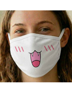 Máscara de Proteção em Tecido Kids – Branco (Padrão Gato) 2