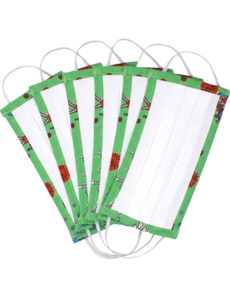 Pack 5 Máscaras Sociais Reutilizáveis Kids – Padrão Doodle