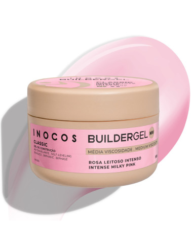 Inocos Gel de Construção Rosa Leitoso Intenso 50g Média Viscosidade