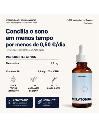 Melatonina Líquida Sublingual Wellbeinn com Vitamina B6 50 ml