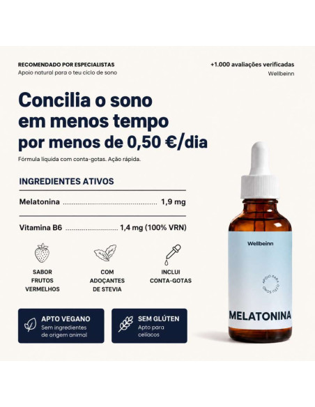 Melatonina Líquida Sublingual Wellbeinn com Vitamina B6 50 ml