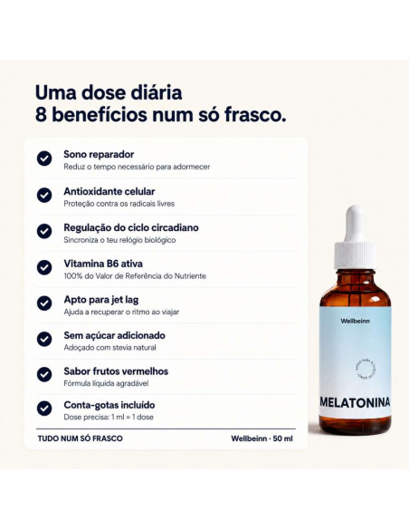Melatonina Líquida Sublingual Wellbeinn com Vitamina B6 50 ml
