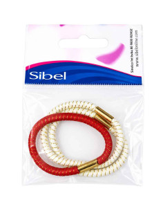 Sibel Elásticos para Cabelo Vermelho e Branco com Detalhes Dourados 3 Unidades
