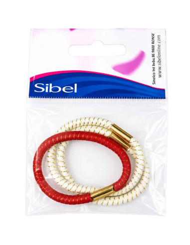 Sibel Elásticos para Cabelo Vermelho e Branco com Detalhes Dourados 3 Unidades