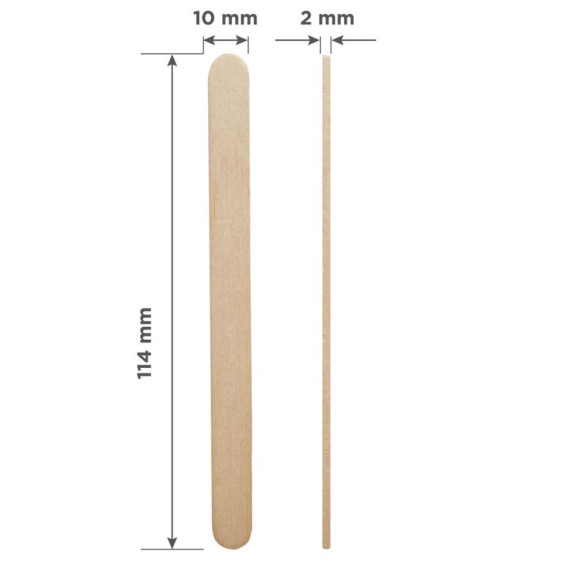STALEKS PRO Espátula de Madeira para Cera EXPERT 114 × 10 mm – 100 Un.
