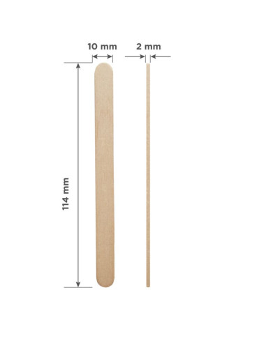 STALEKS PRO Espátula de Madeira para Cera EXPERT 114 × 10 mm – 100 Un.