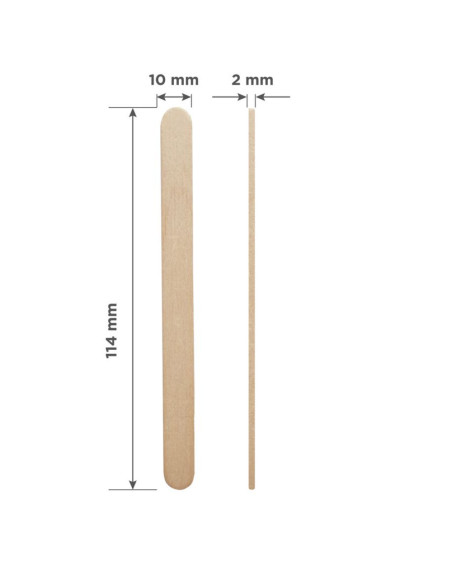 STALEKS PRO Espátula de Madeira para Cera EXPERT 114 × 10 mm – 100 Un.