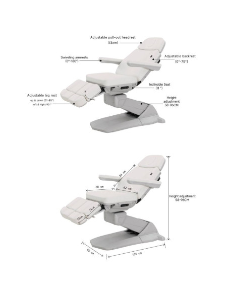 LANX SMART Cadeira Elétrica de Podologia 3 Motores Cinza