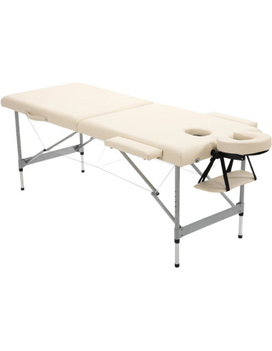 Marquesa de Massagem Portátil Dobrável em Alumínio – Creme