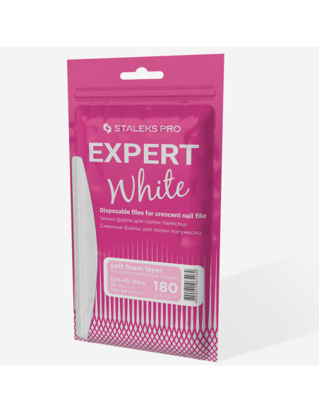 STALEKS PRO EXPERT 40 Lima Adesiva Descartável Meia Lua 180 Grit – 30 Un.
