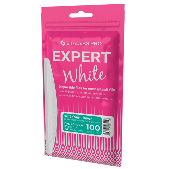 STALEKS EXPERT 40 Lixas Adesivas Substituíveis Meia-Lua 100 Grit – 30 Unidades
