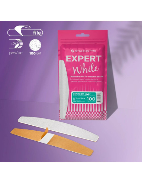 STALEKS EXPERT 40 Lixas Adesivas Substituíveis Meia-Lua 100 Grit – 30 Unidades