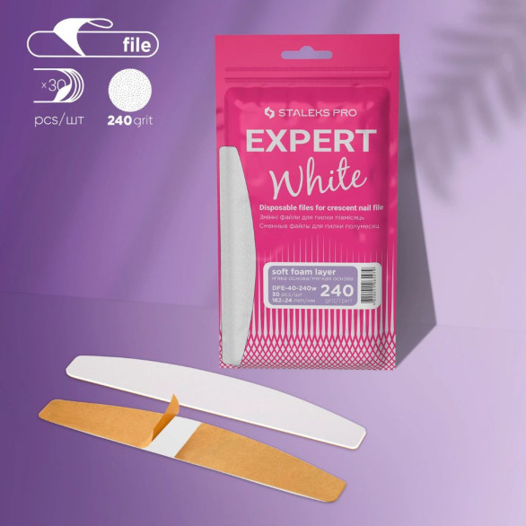 STALEKS EXPERT 40 Lixas Adesivas Substituíveis Meia-Lua 240 Grit – 30 Unidades