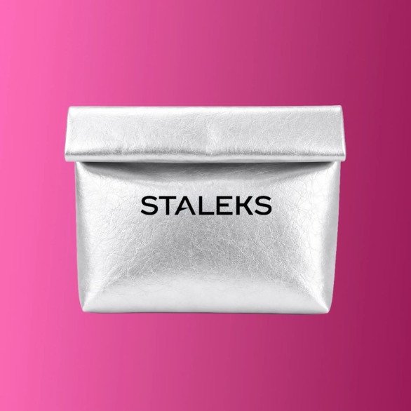 STALEKS Estojo Cosmético Prateado em Ecopele – Tamanho L