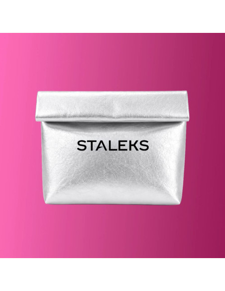 STALEKS Estojo Cosmético Prateado em Ecopele – Tamanho L