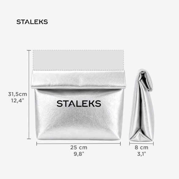 STALEKS Estojo Cosmético Prateado em Ecopele – Tamanho L