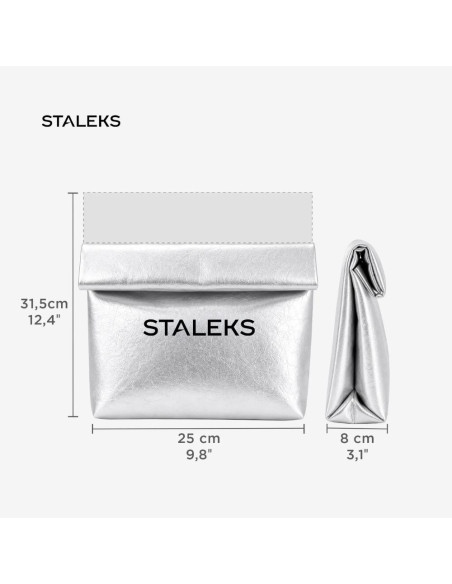 STALEKS Estojo Cosmético Prateado em Ecopele – Tamanho L