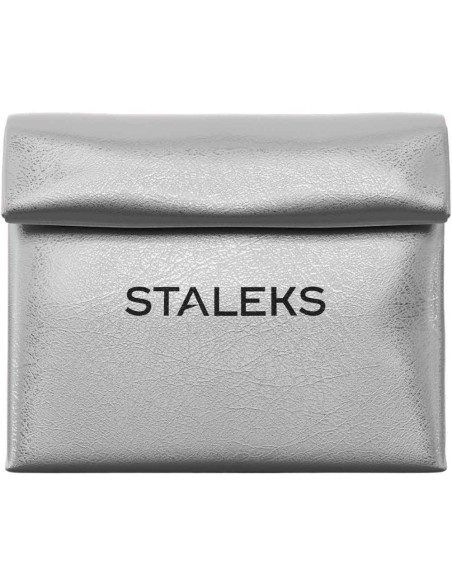 STALEKS Estojo Cosmético Prateado em Ecopele – Tamanho L