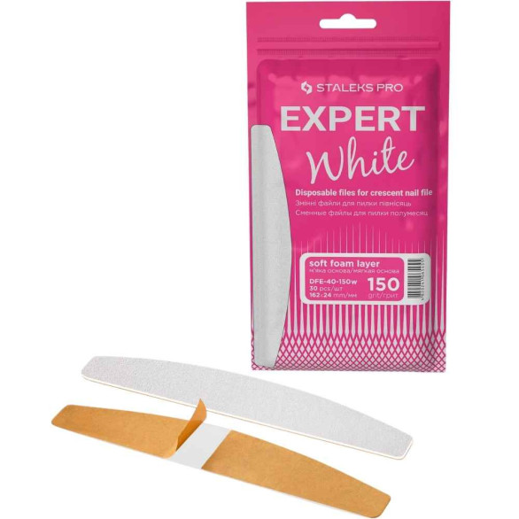 STALEKS PRO EXPERT 40 Lima Adesiva Descartável Meia Lua 150 Grit – 30 Un.