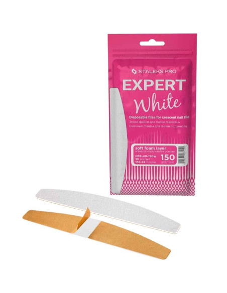 STALEKS PRO EXPERT 40 Lima Adesiva Descartável Meia Lua 150 Grit – 30 Un.