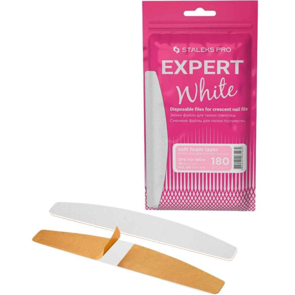 STALEKS PRO EXPERT 40 Lima Adesiva Descartável Meia Lua 180 Grit – 30 Un.