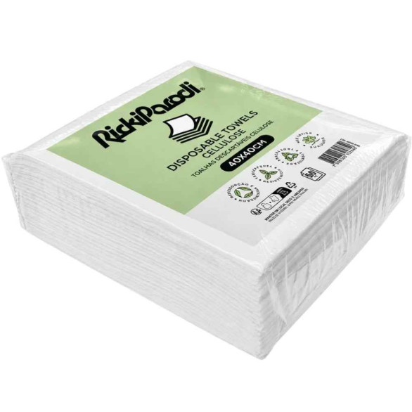 Ricki Parodi Toalhas Descartáveis de Celulose Biodegradável 40 x 40 cm – 50 Unidades